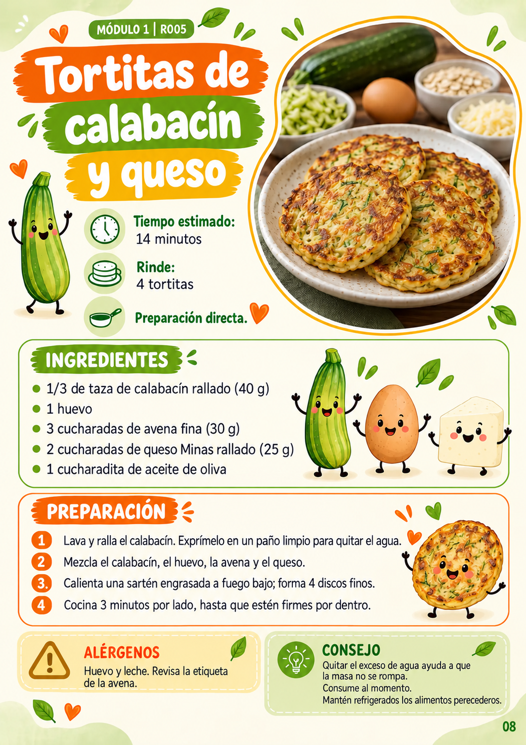 Receta: Tortitas de calabacín y queso