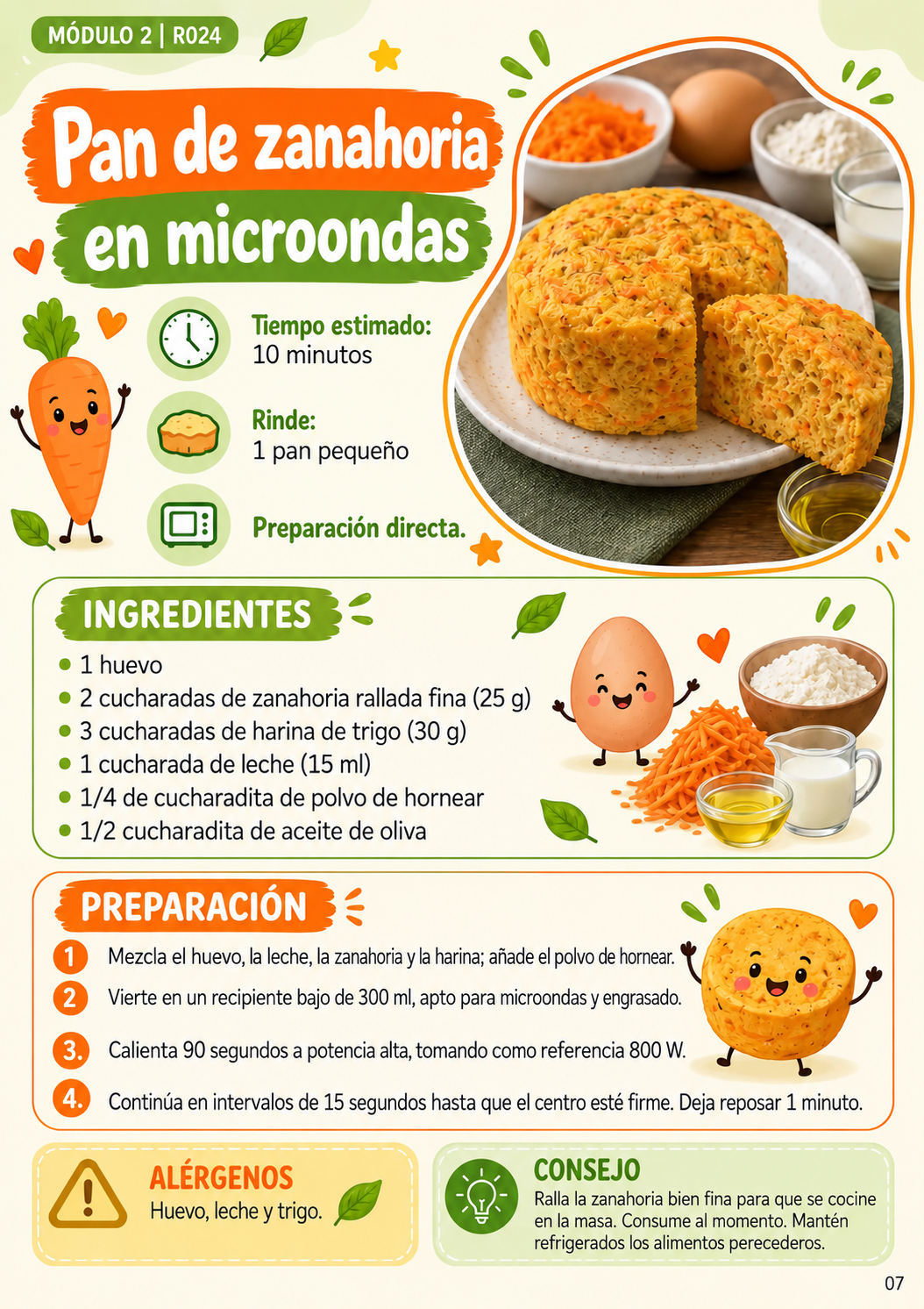 Receta: Pan de zanahoria en microondas