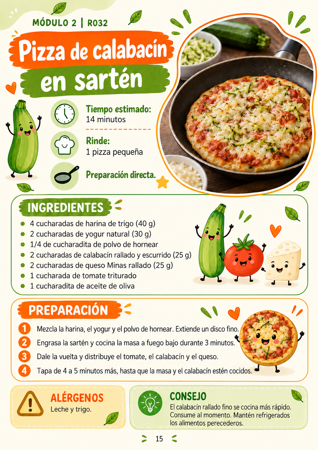 Receta: Pizza de calabacín en sartén